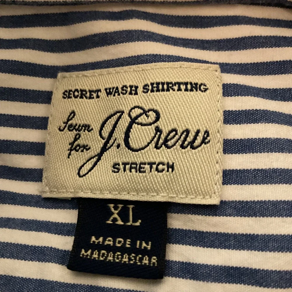J. Crew Men's Striped Printed Collared Long Sleeve Stretch Button Up Shirt Sz XL